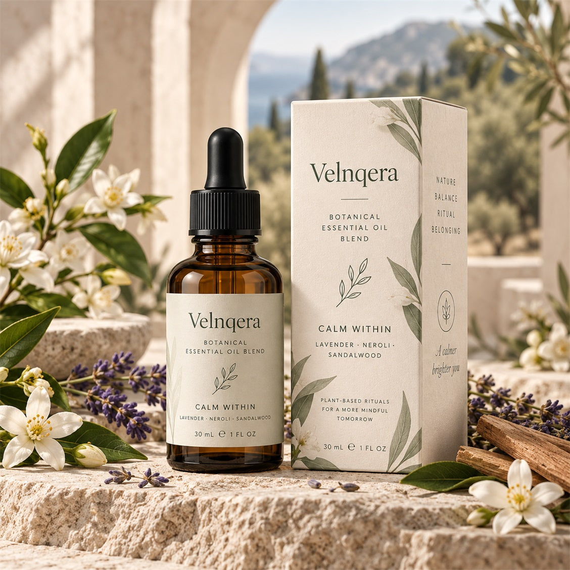 Velnqera Calm Within Botanical Essential Oil Blend - lifestyle view