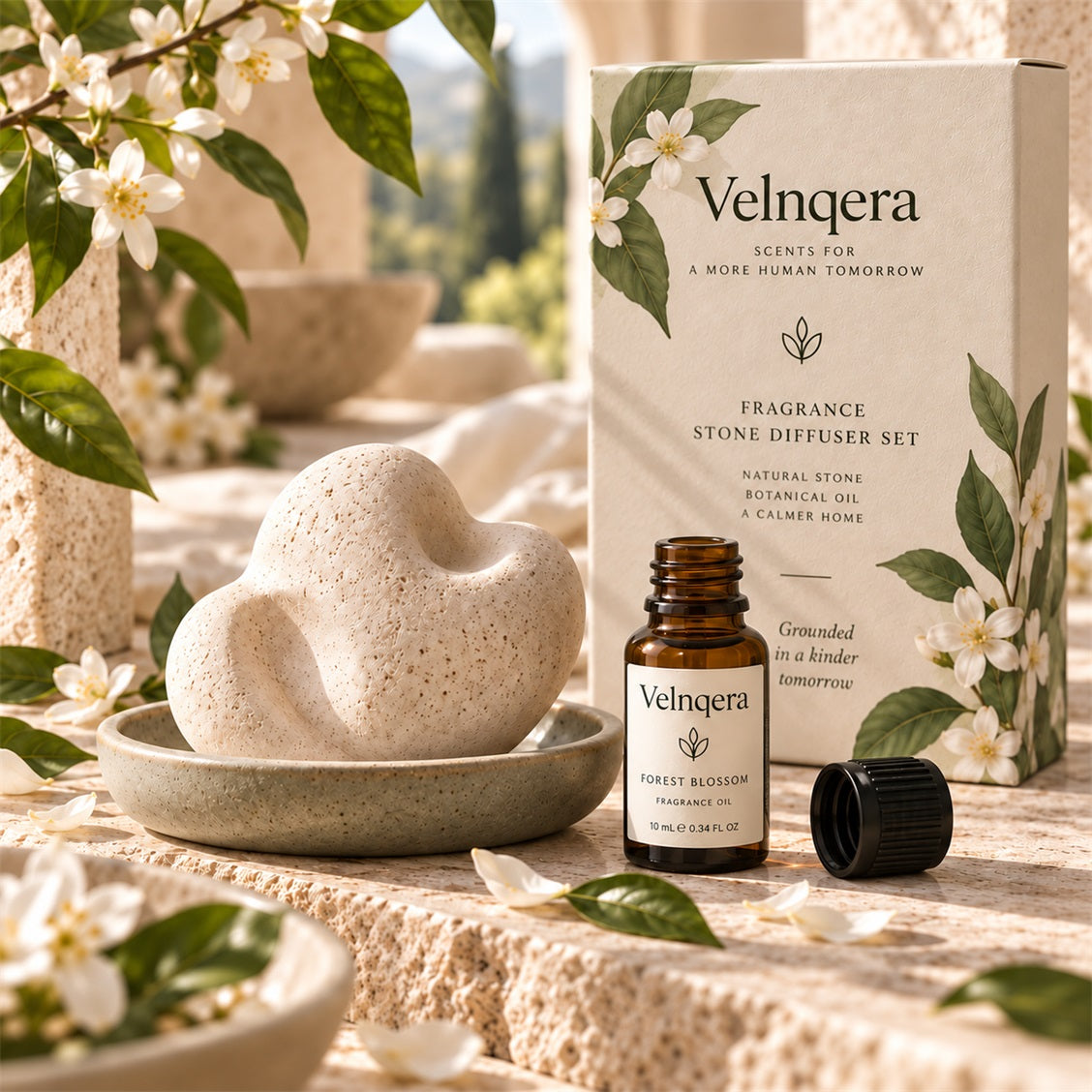 Velnqera Forest Blossom Fragrance Stone Set - lifestyle view
