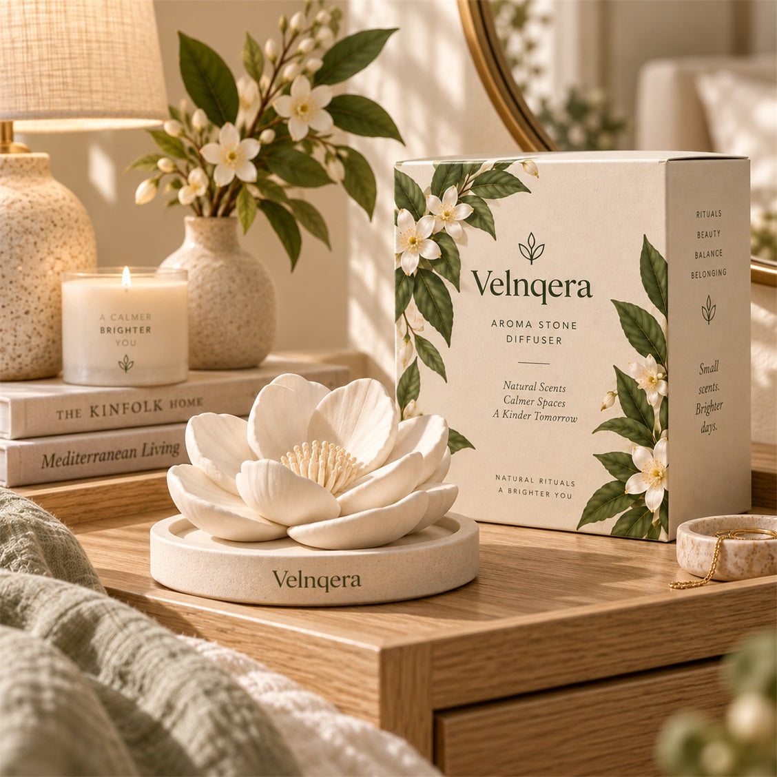 Velnqera Bloom Aroma Stone Diffuser - lifestyle view